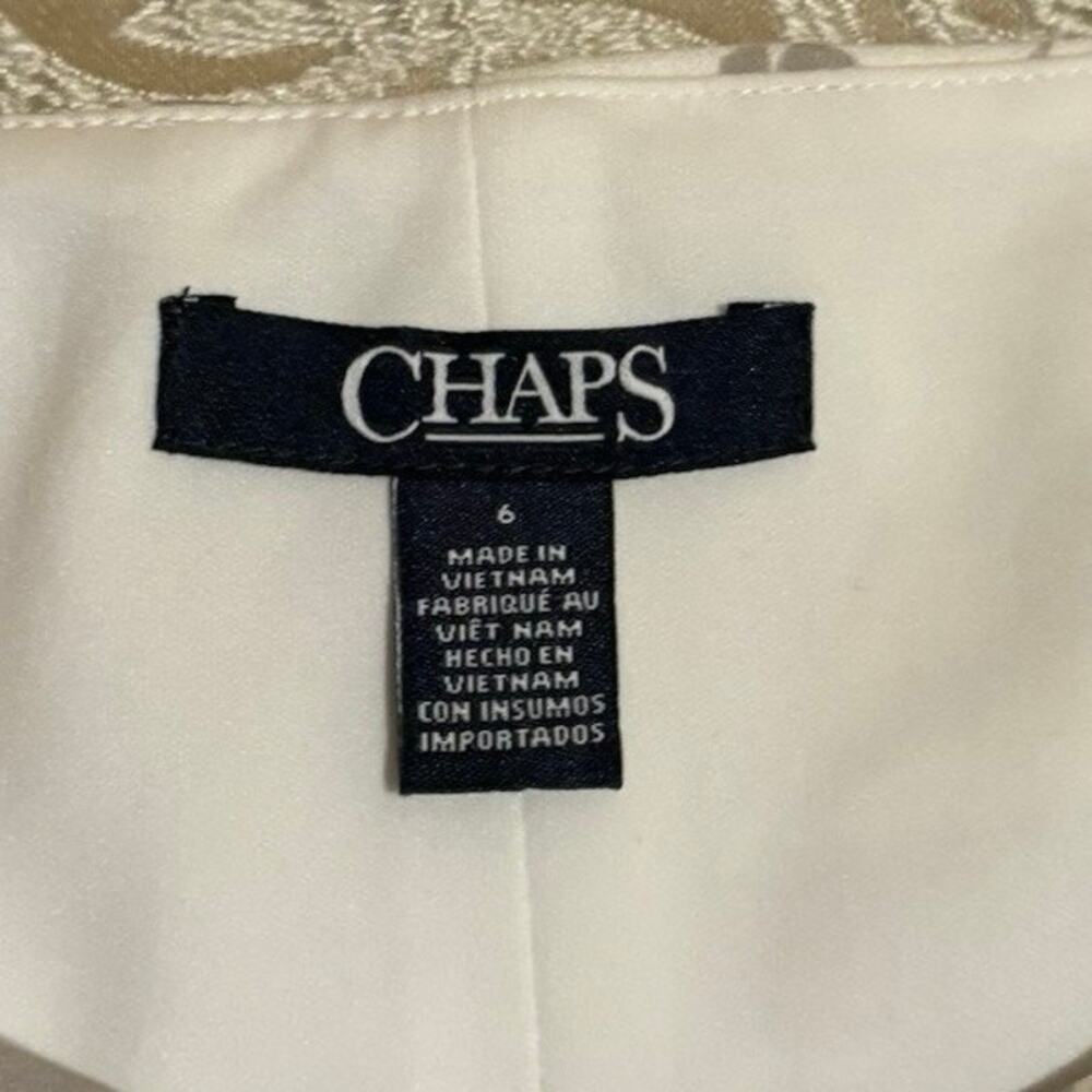 Chaps Ralph Lauren Gray And Cream Floral Boat Neck Sleeveless Dress Size 6 NWT - Picture 6 of 10
